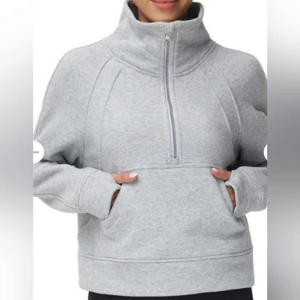 Cozy Gray Half-Zip Sweatshirt for Women